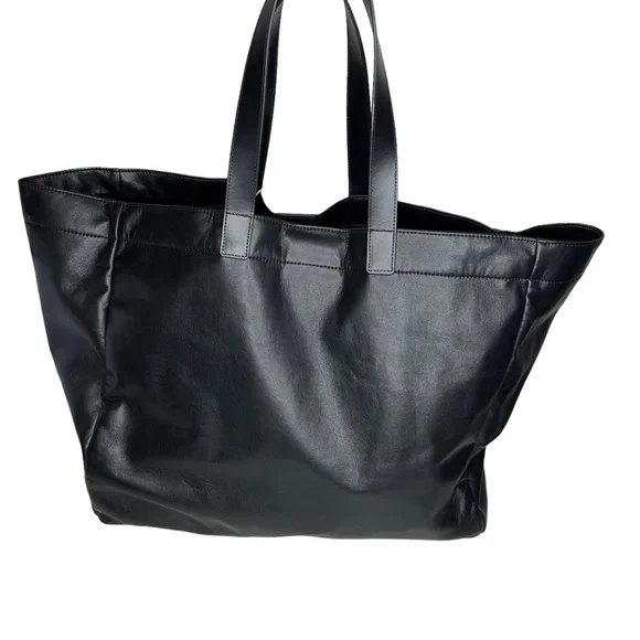 Anine Bing Black Large Recycled Leather Rio Tote - Picture 3 of 11